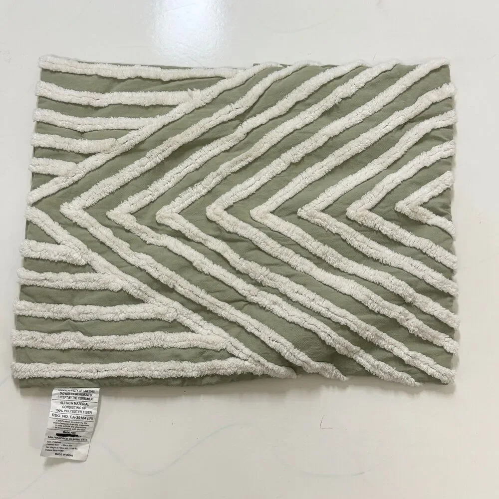 Pottery Barn Teen Dorm Modern Artisan Quilted Sham Standard Pair Sage/Ivory NWOT